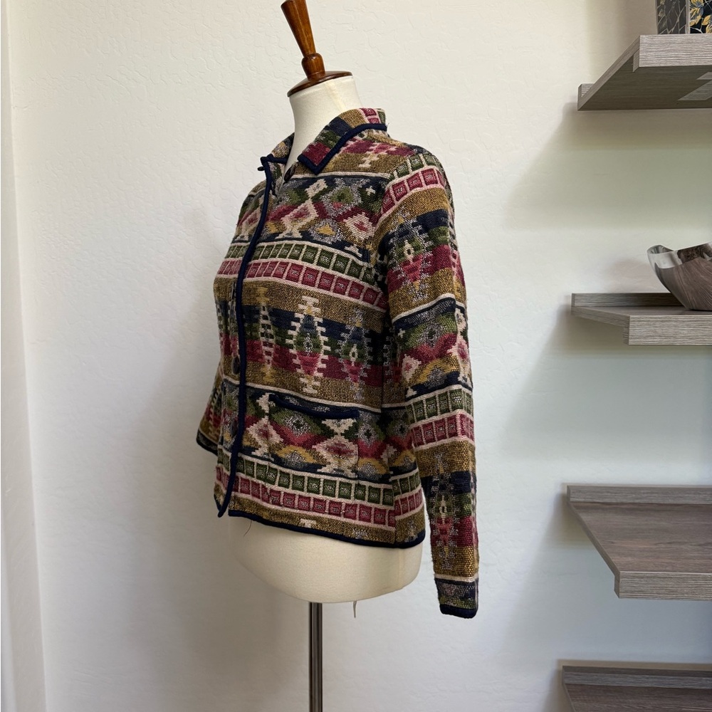 Vintage Jane Ashley Southwestern Aztec Tapestry Jacket - Picture 6 of 15